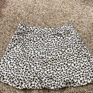 Japna Black and White Floral Mini Skirt